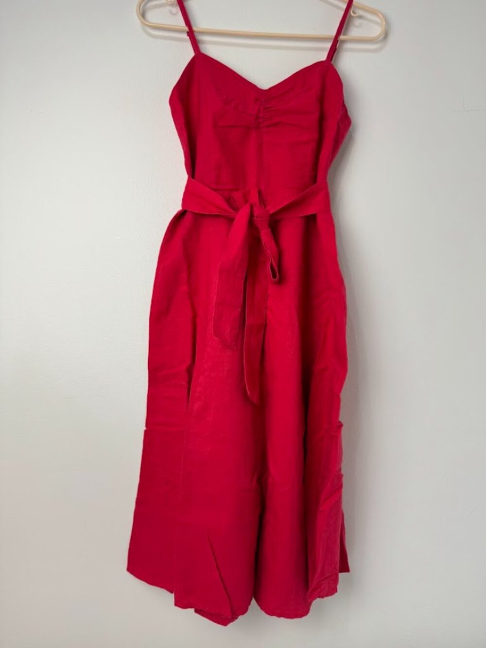 GAP Women’s Red Linen Blend Spaghetti Strap Fit & Flare Dress Size  XS - Picture 3 of 9